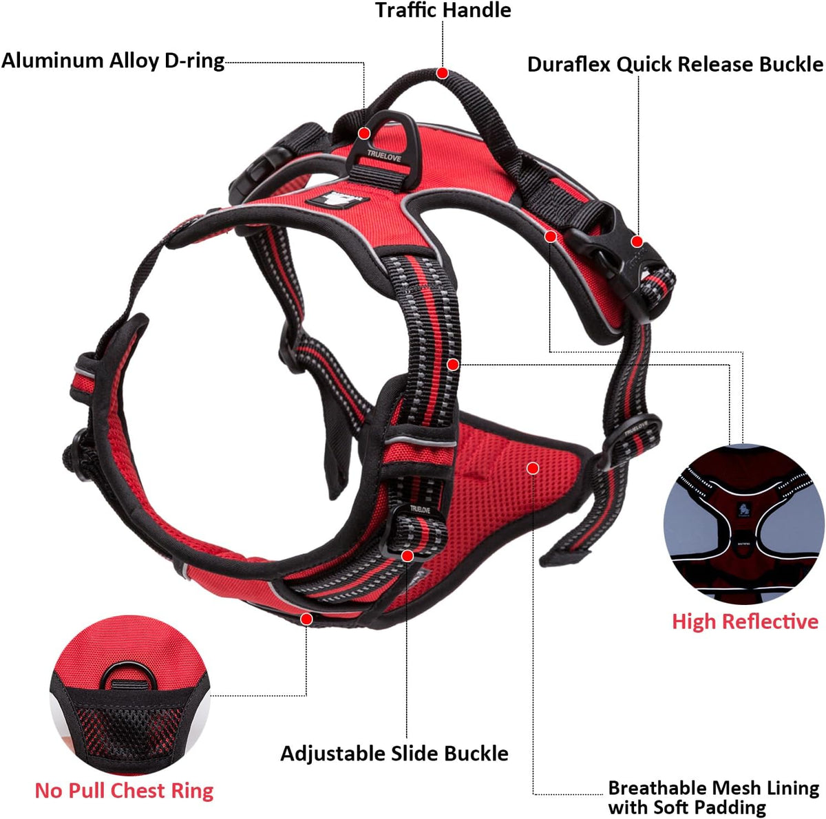 Adjustable No-Pull Dog Harness Reflective Pup Vest Harnesses Comfortable Control 